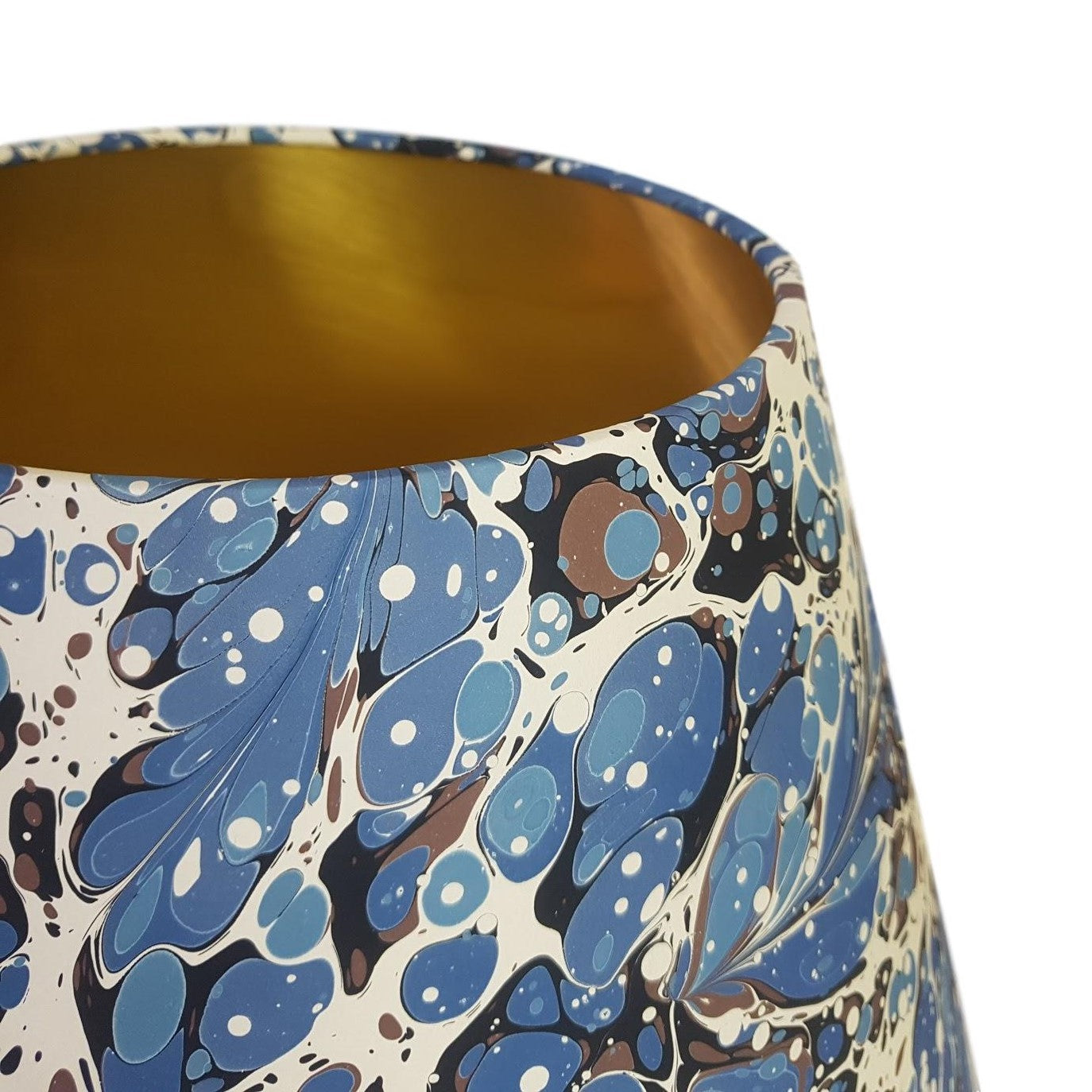 Munro and Kerr blue swirl marbled paper for a handmade empire lampshade