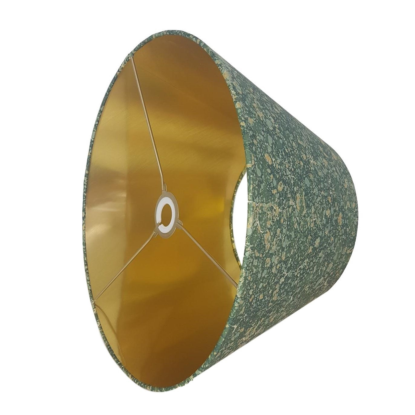 Munro and Kerr green and gold marbled paper for a tapered empire lampshade