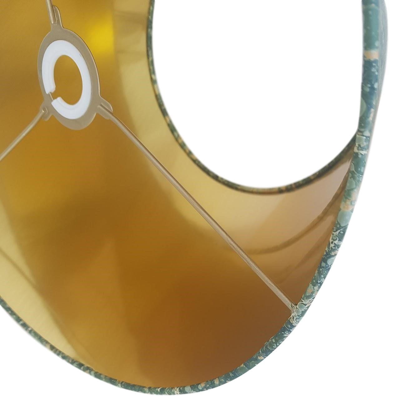 Munro and Kerr green and gold marbled paper for a tapered drum lampshade