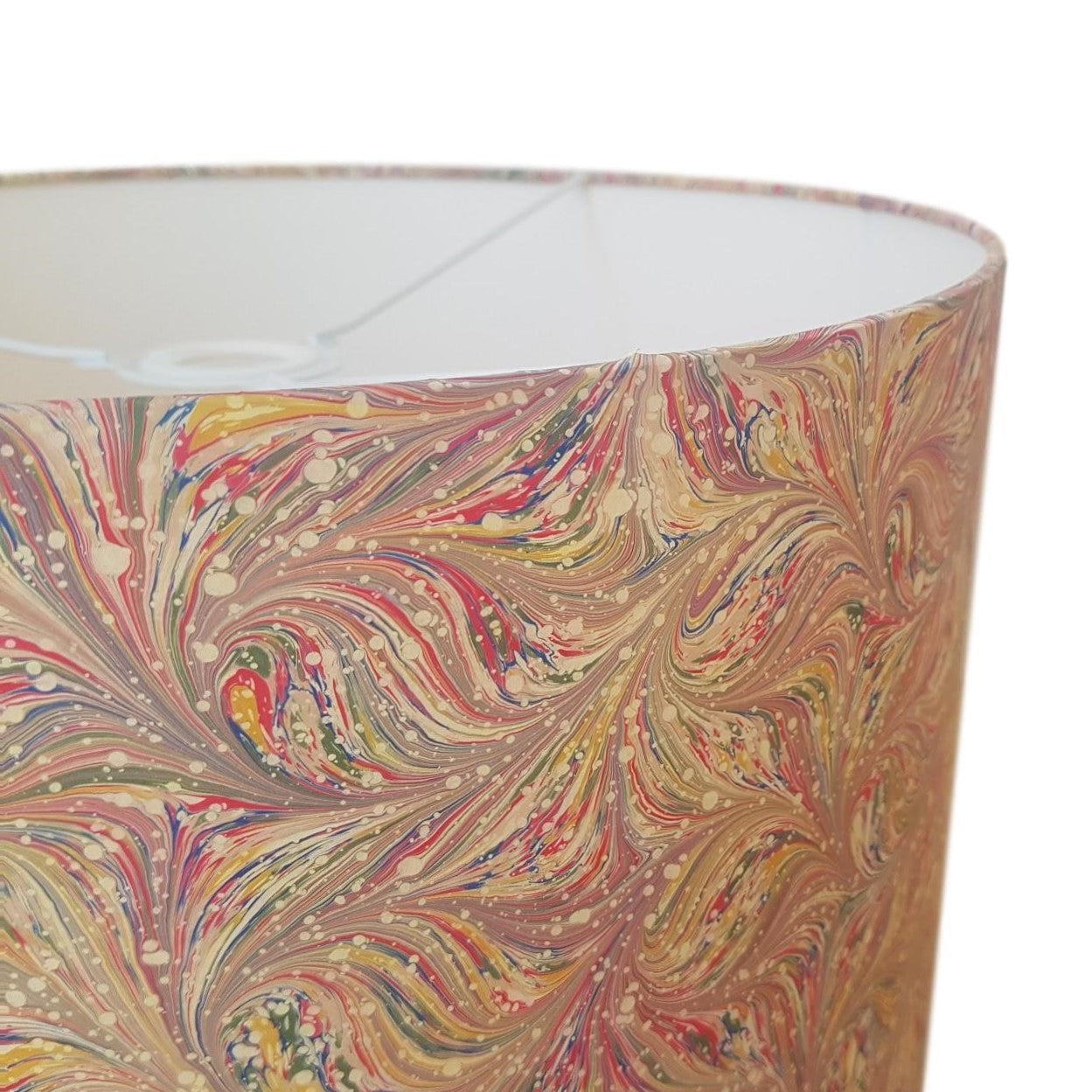 Munro and Kerr combed pink multicolour marbled paper drum lampshade