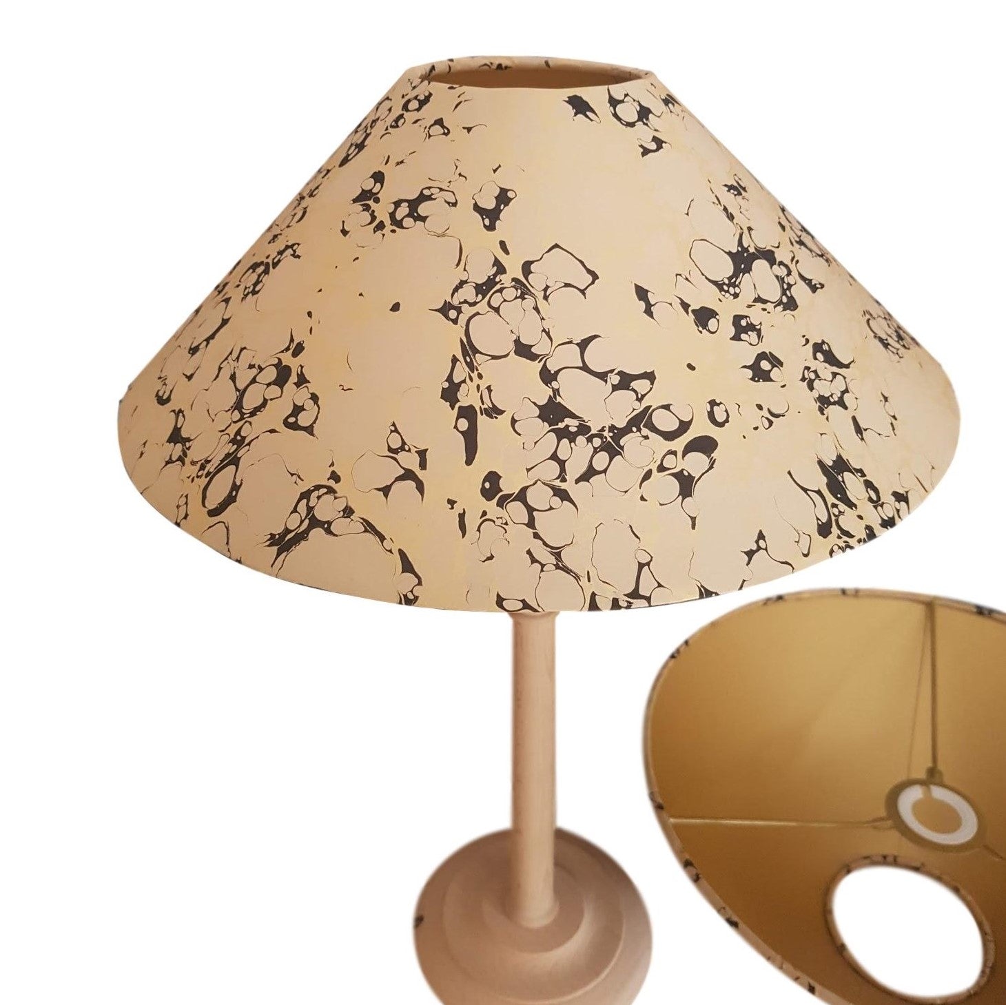 Munro and Kerr stone black gold marbled paper to be used to make coolie lampshades