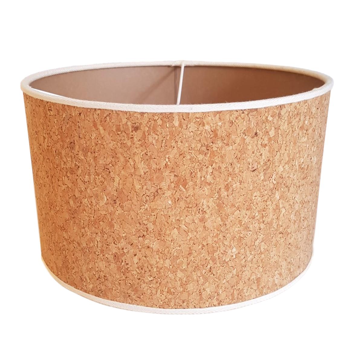 Munro and Kerr handmade drum cork lampshade with white natural navy black red trim