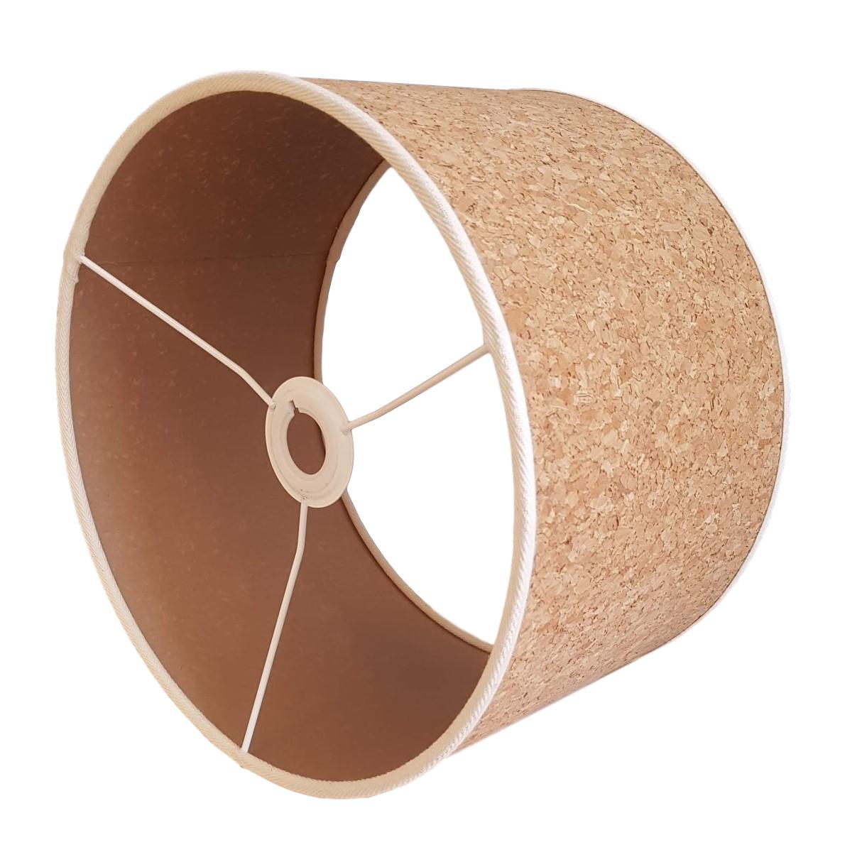 Munro and Kerr handmade cork tapered drum lampshade with white natural navy black red trim