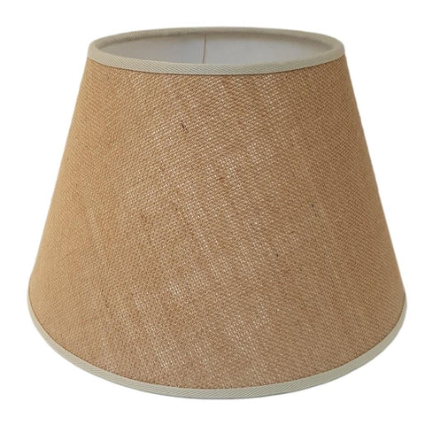Munro and Kerr natural hessian empire lampshade with coloured binding trim