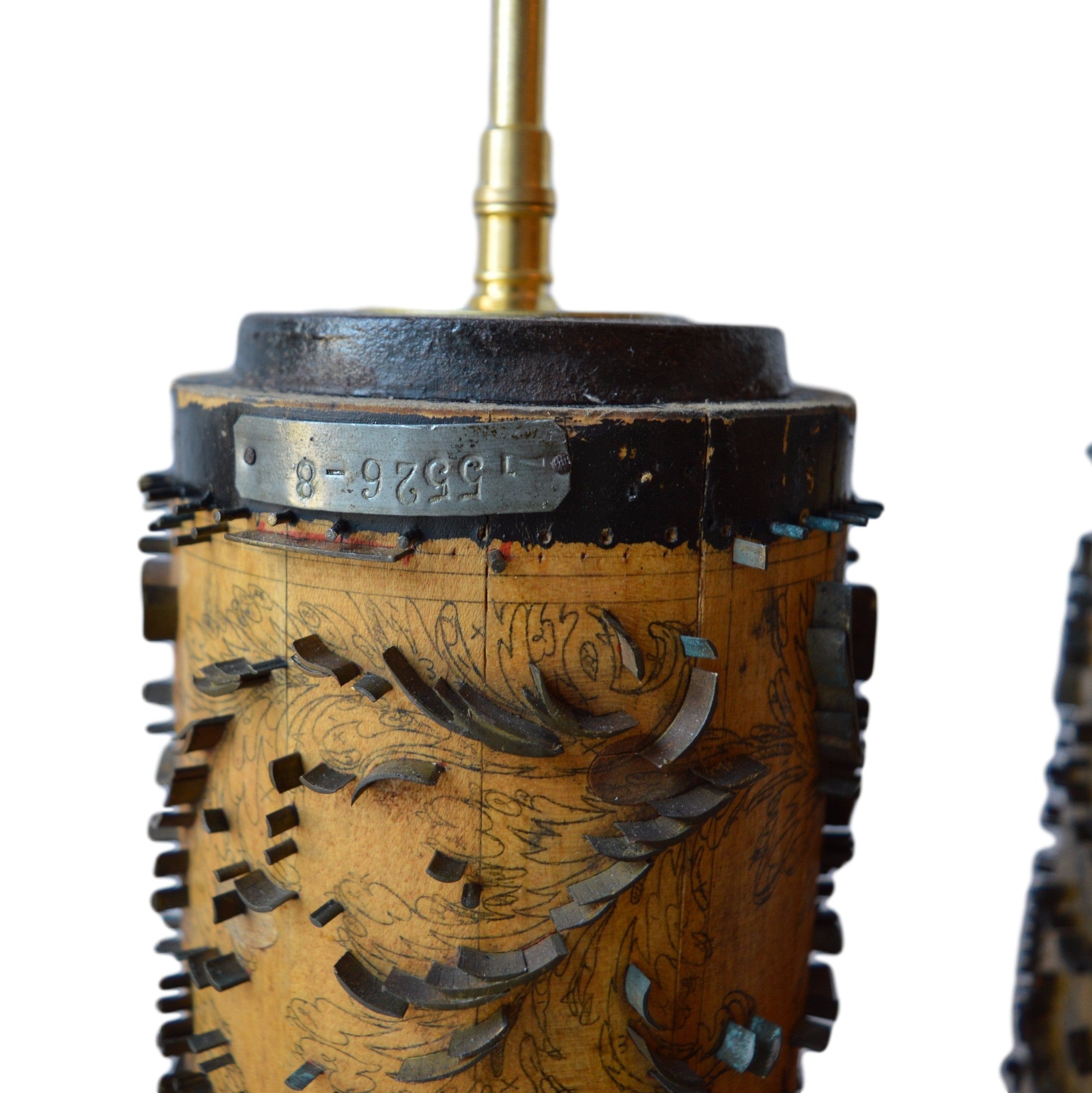 Munro and Kerr Pair of Lamp bases antique wallpaper rollers from Belgium