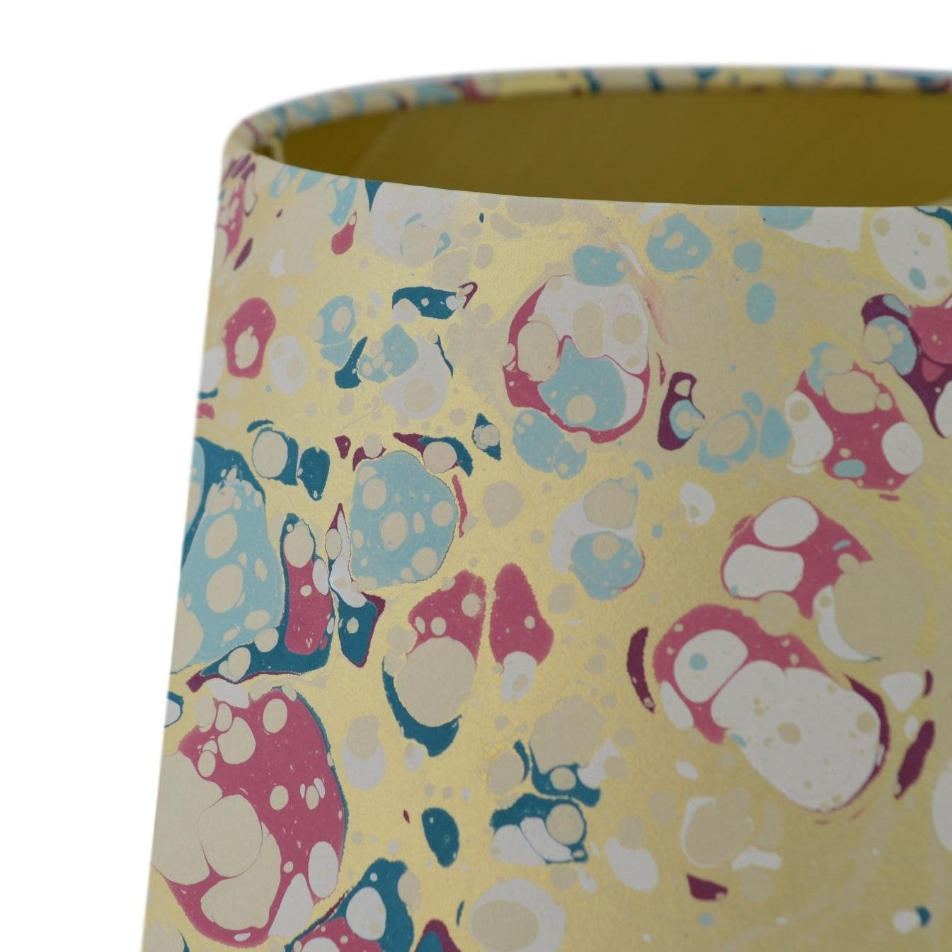 Munro and Kerr blue pink and metallic gold marbled paper for a drum lampshade