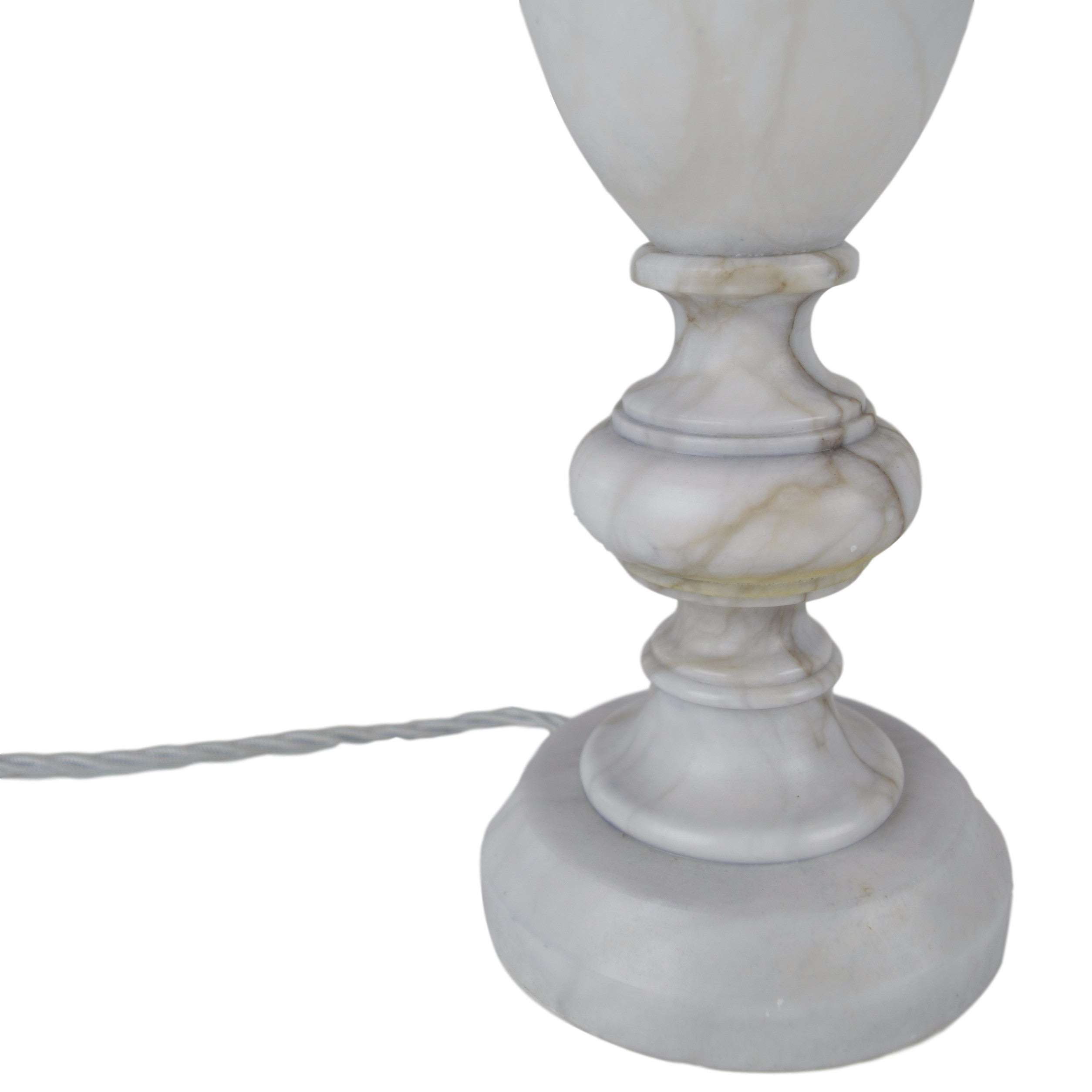 Munro and Kerr black and white marble vintage lamp base with grey woven flex