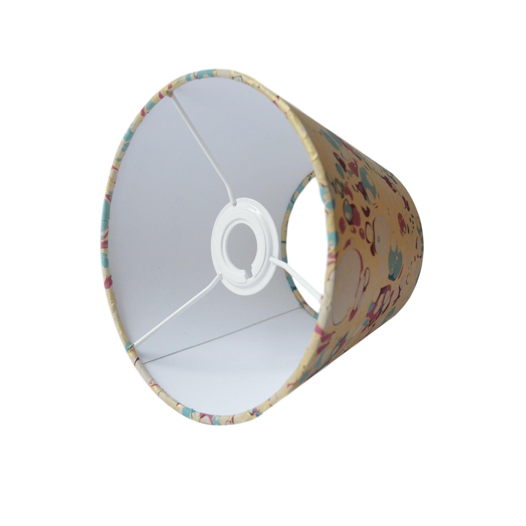 Munro and Kerr blue pink and metallic gold marbled paper for a tapered empire lampshade