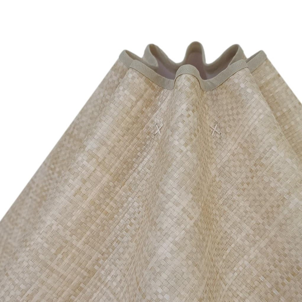Munro and Kerr collaboration with a Considered Space woven paper rafia wavy scallop lampshade with stone trim