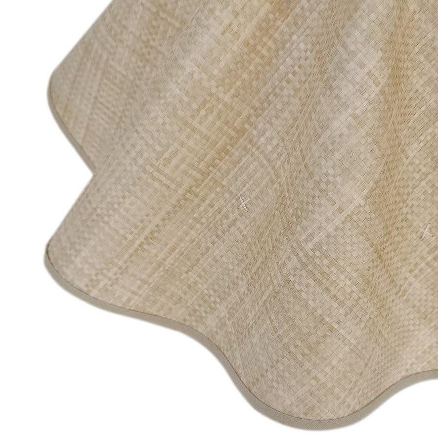 Munro and Kerr collaboration with a Considered Space woven paper rafia wavy scallop lampshade with stone trim