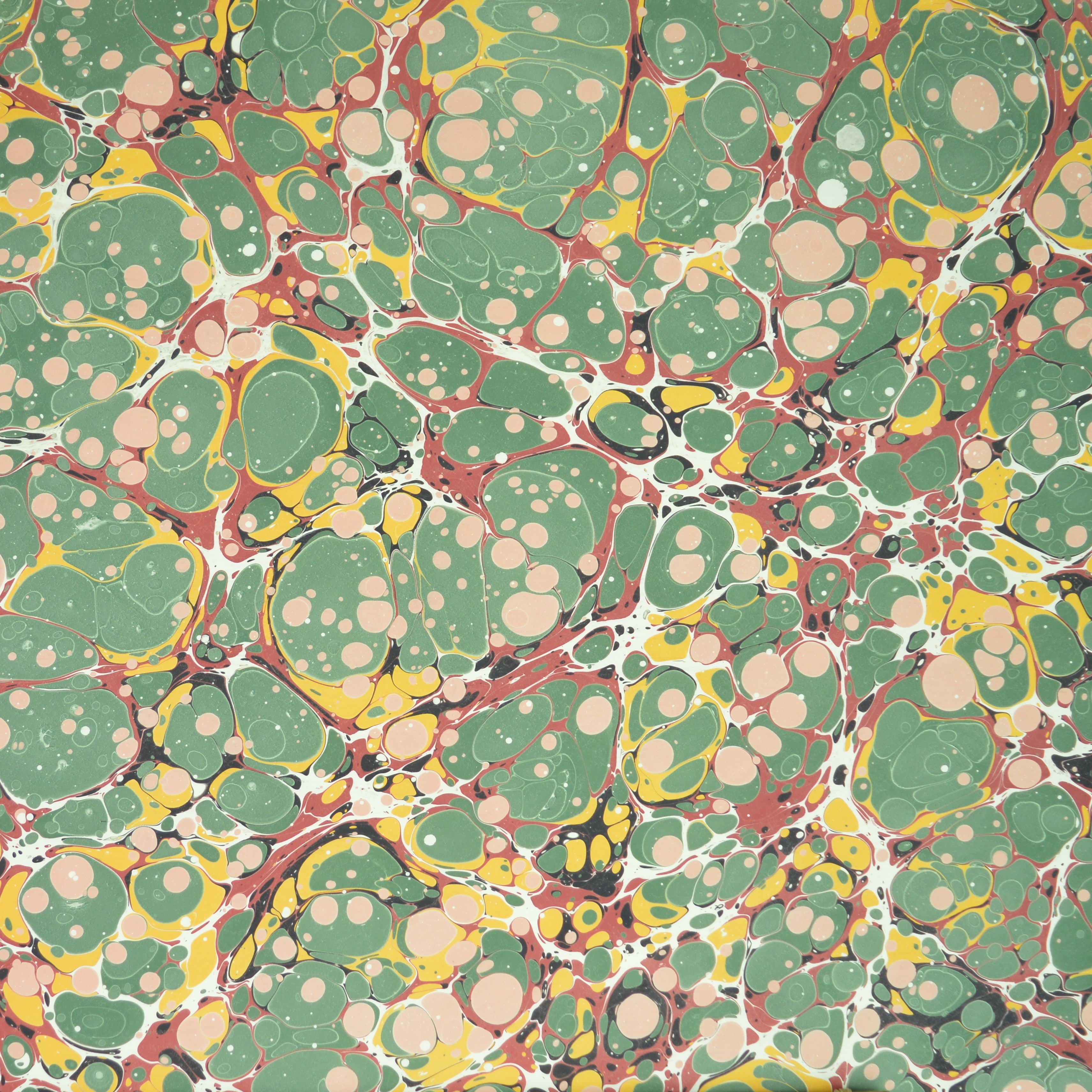 Munro and Kerr traditional antique spot green red yellow paper marbled lampshade coolie