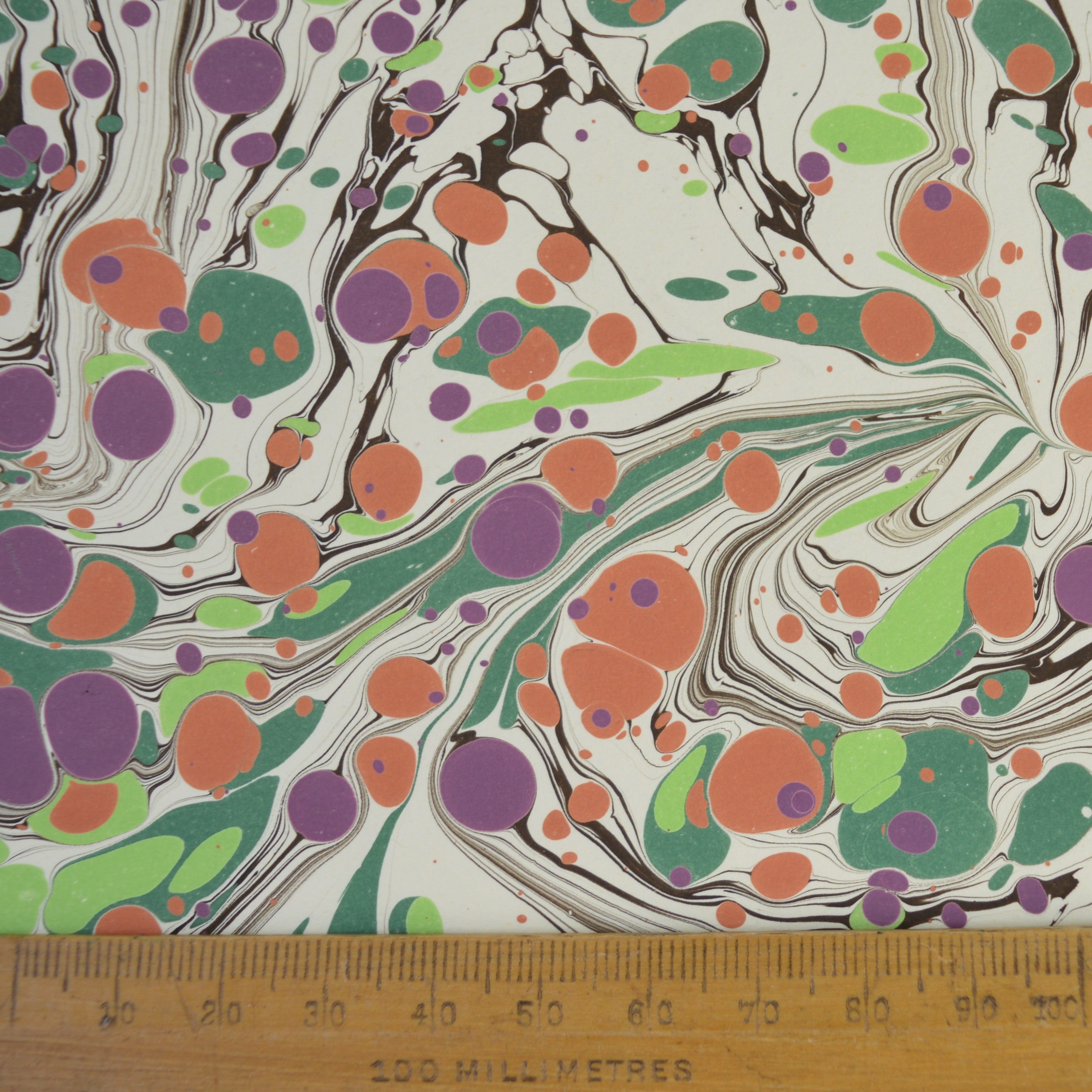 Munro and Kerr modern marbled lampshade drum green cream orange