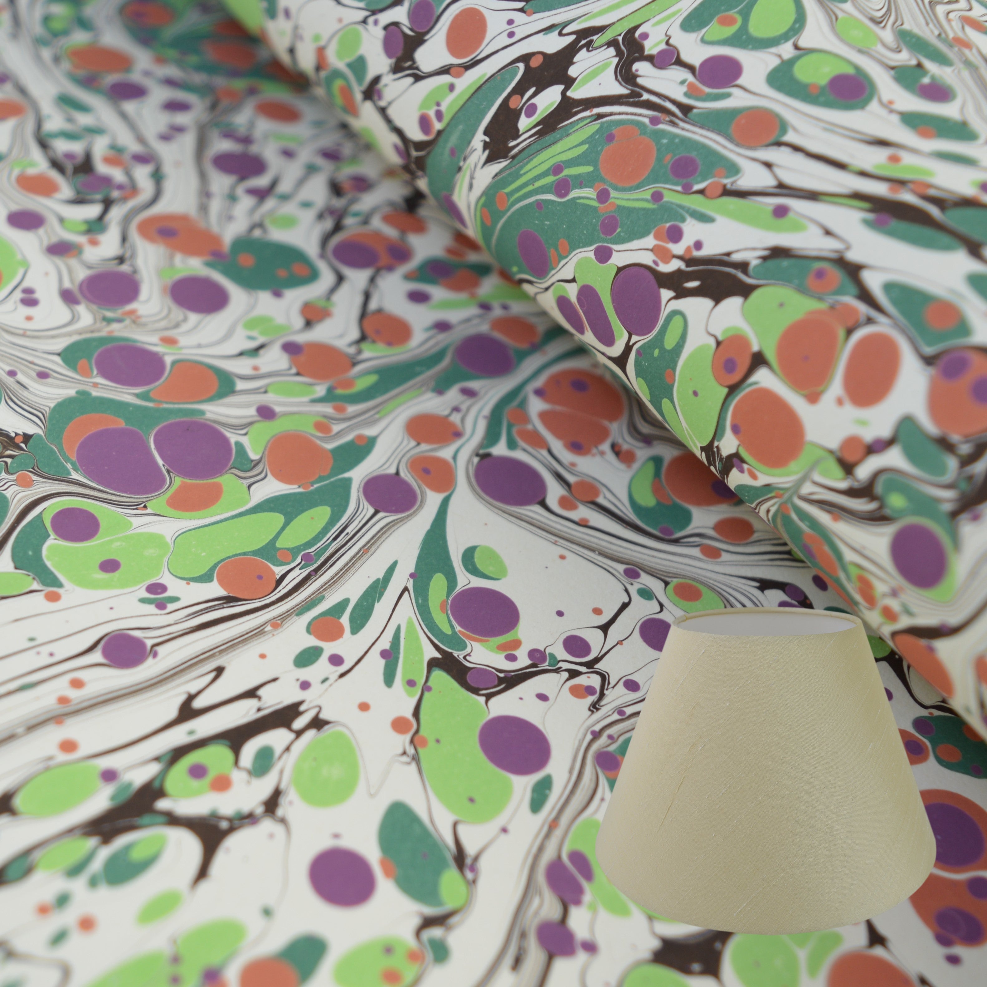 Green #11 Marbled Paper Tapered Empire Lampshade
