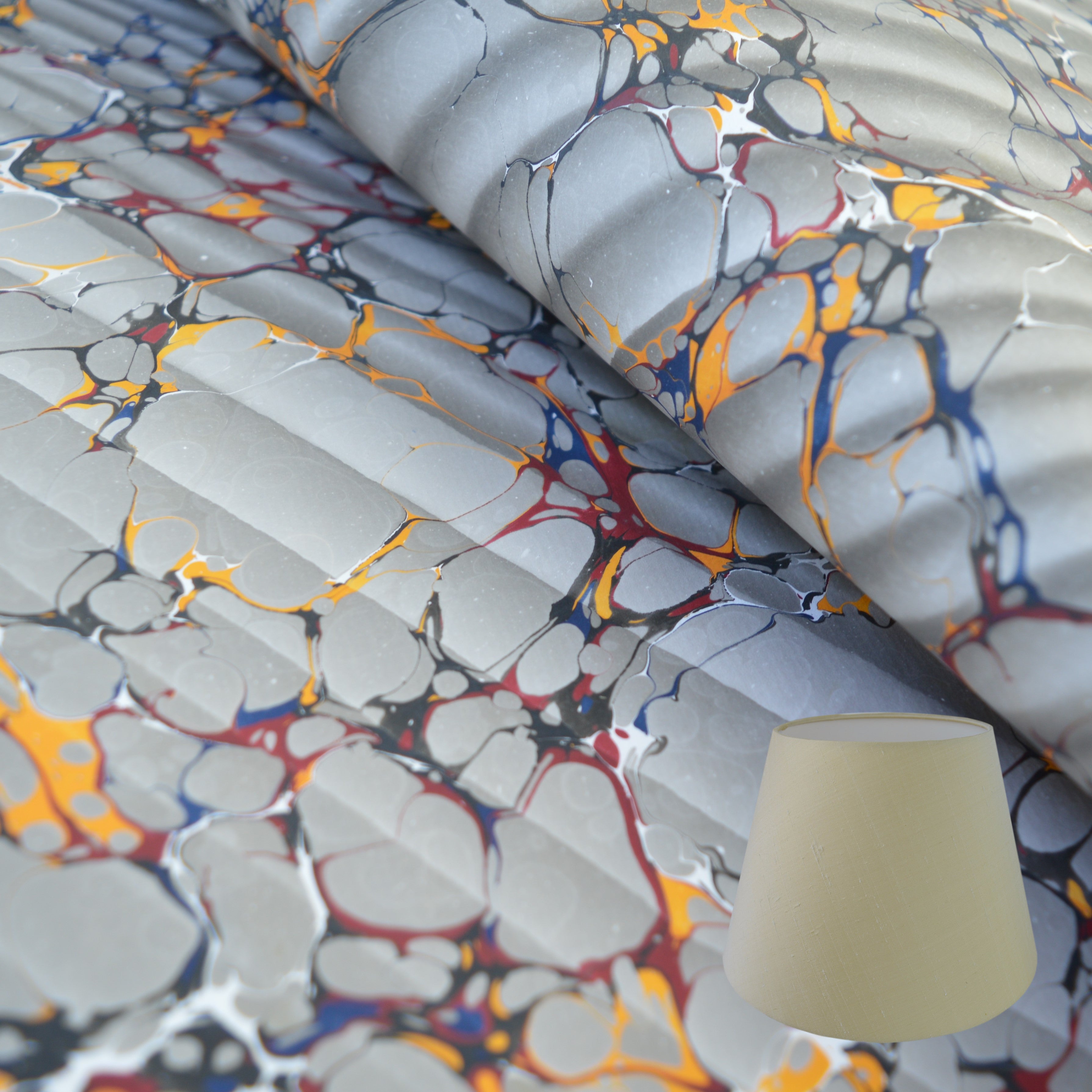 Munro and Kerr traditional grey ripple marbled paper lampshade empire