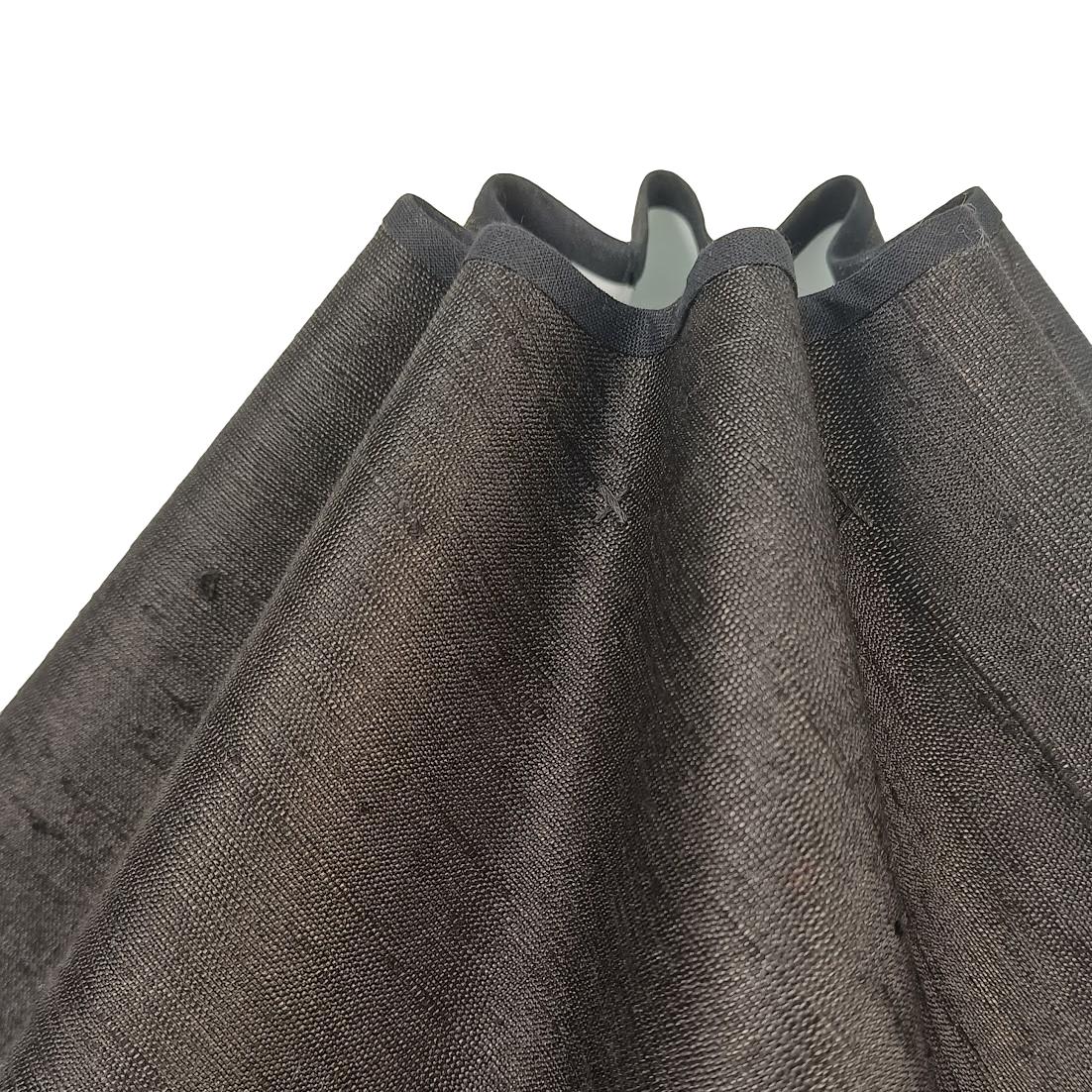 Munro and Kerr collaboration with a Considered Space black silk wavy scallop lampshade with black trim