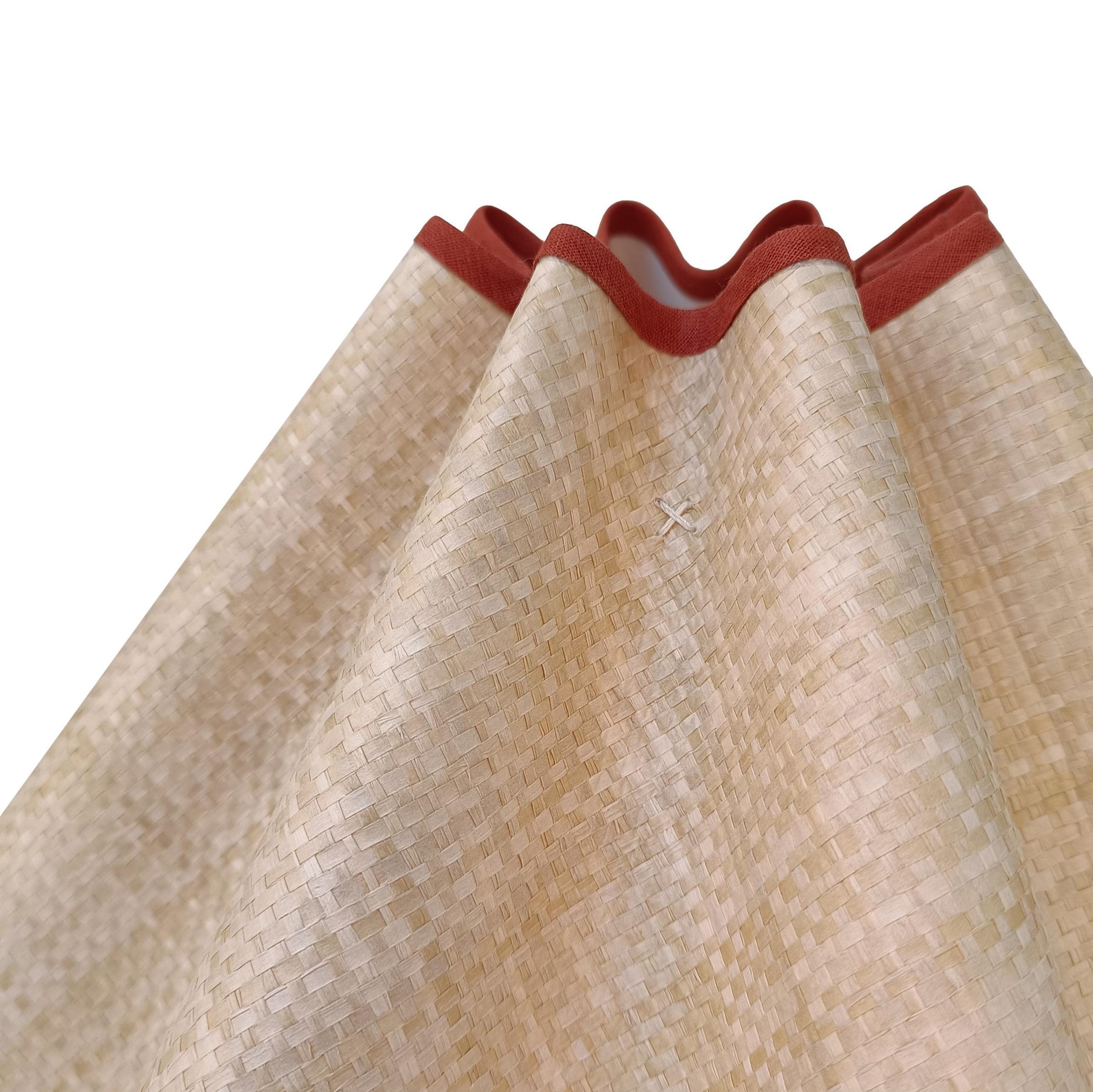 Munro and Kerr collaboration with a Considered Space woven paper rafia wavy scallop lampshade with terracotta trim