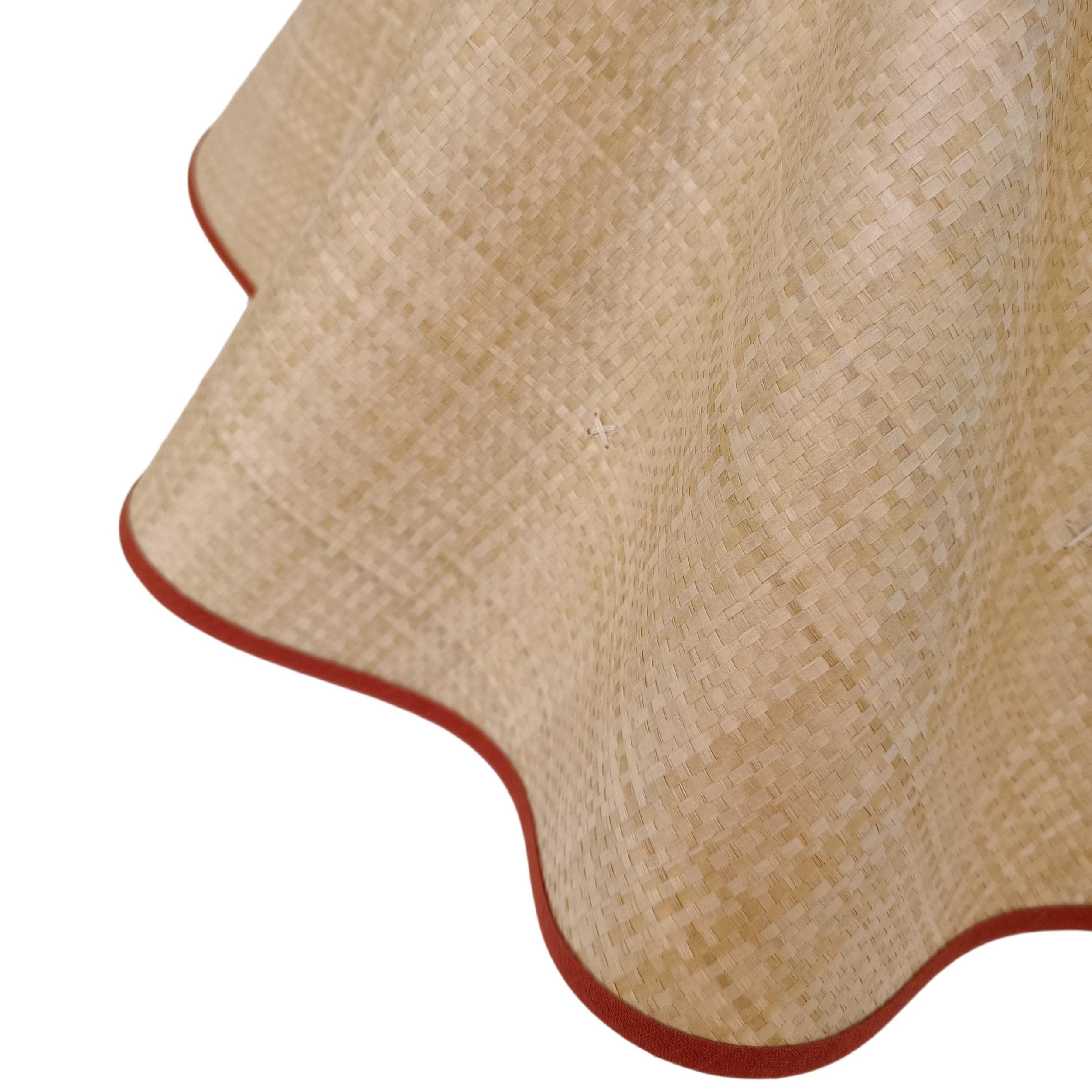 Munro and Kerr collaboration with a Considered Space woven paper rafia wavy scallop lampshade with terracotta trim