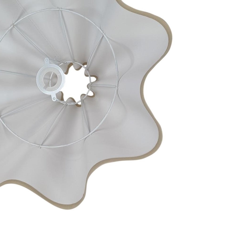 Munro and Kerr collaboration with a Considered Space woven paper rafia wavy scallop lampshade with stone trim