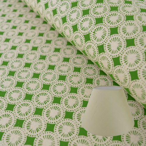 Munro and Kerr green hand printed dandelion paper for a tapered empire lampshade