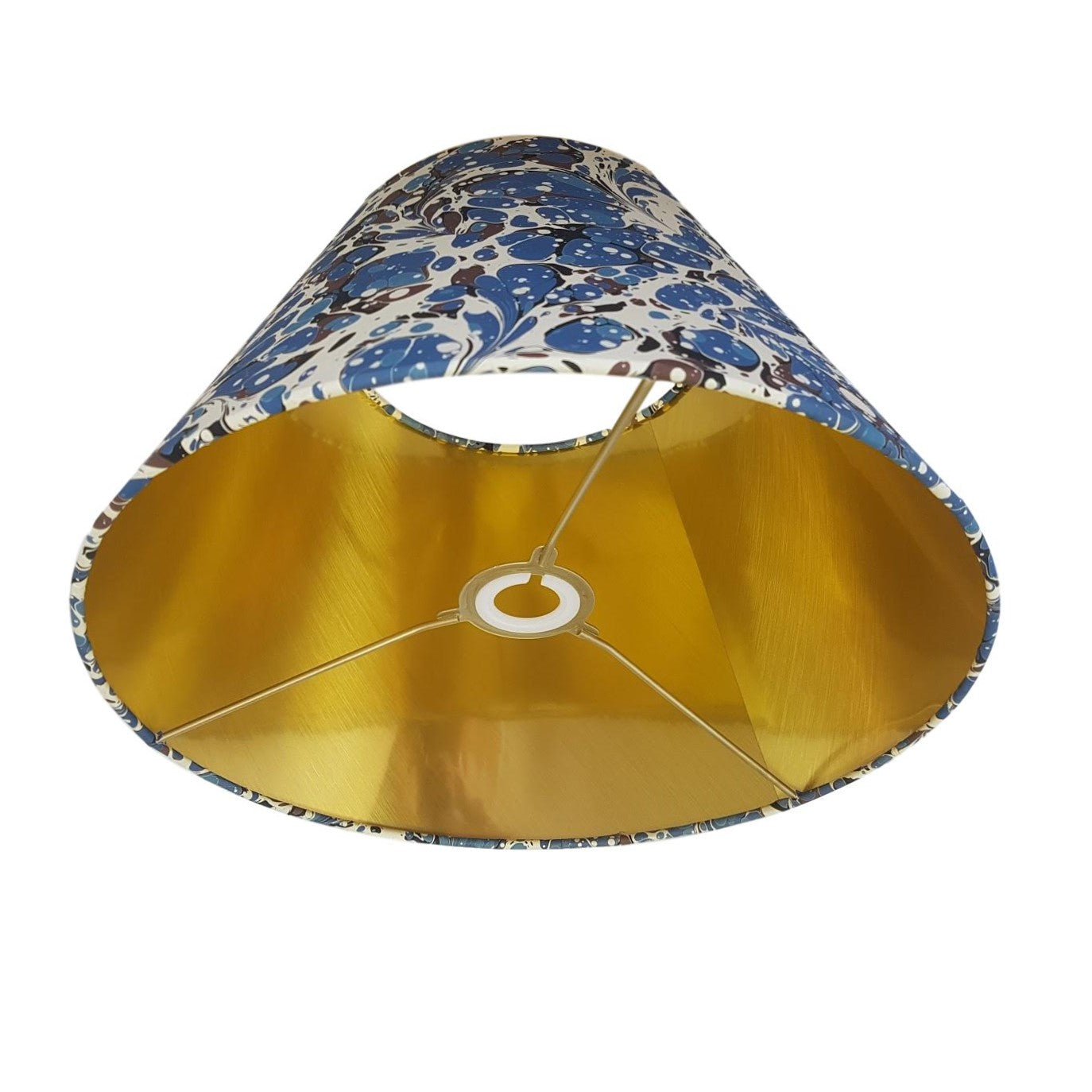 Munro and Kerr blue swirl marbled paper for a handmade tapered empire lampshade