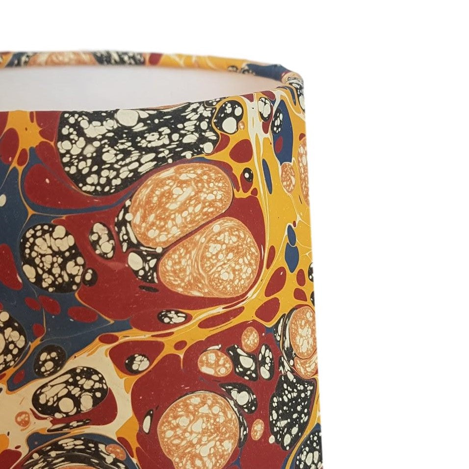 Munro and Kerr multicoloured marbled paper tapered drum lampshade