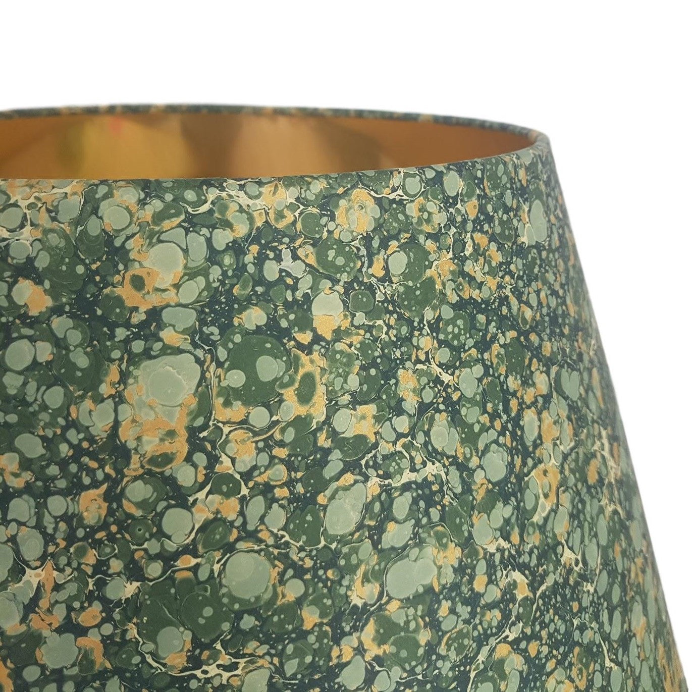 Munro and Kerr green and gold marbled paper for tapered empire lampshade