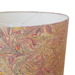 Munro and Kerr combed pink multicolour marbled paper drum lampshade