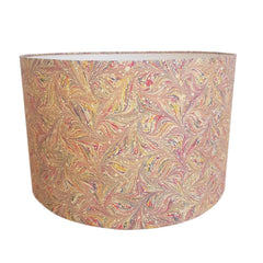 Munro and Kerr combed pink multicolour marbled paper drum lampshade