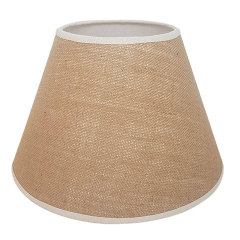 Munro and Kerr natural hessian tapered empire lampshade with coloured binding trim