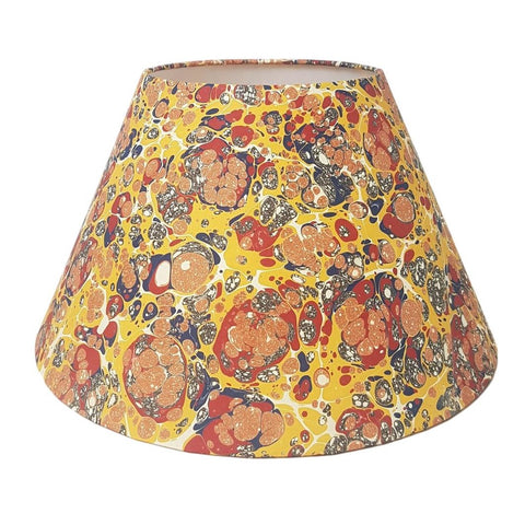 Munro and Kerr traditional yellow marbled paper lampshade tapered empire red black blue ochre