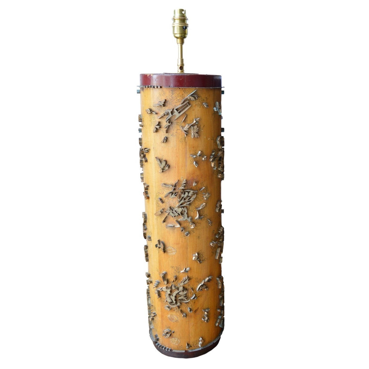 Munro and Kerr lamp base antique floral wallpaper roller from Belgium