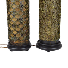 Munro and Kerr Pair of Lamp bases antique wallpaper rollers from Belgium