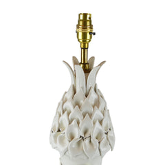 Munro and Kerr Casa Pupo large white lamp with daisy and leaf ceramic details on a gilt base