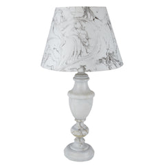 Munro and Kerr black and white marble vintage lamp base with grey woven flex