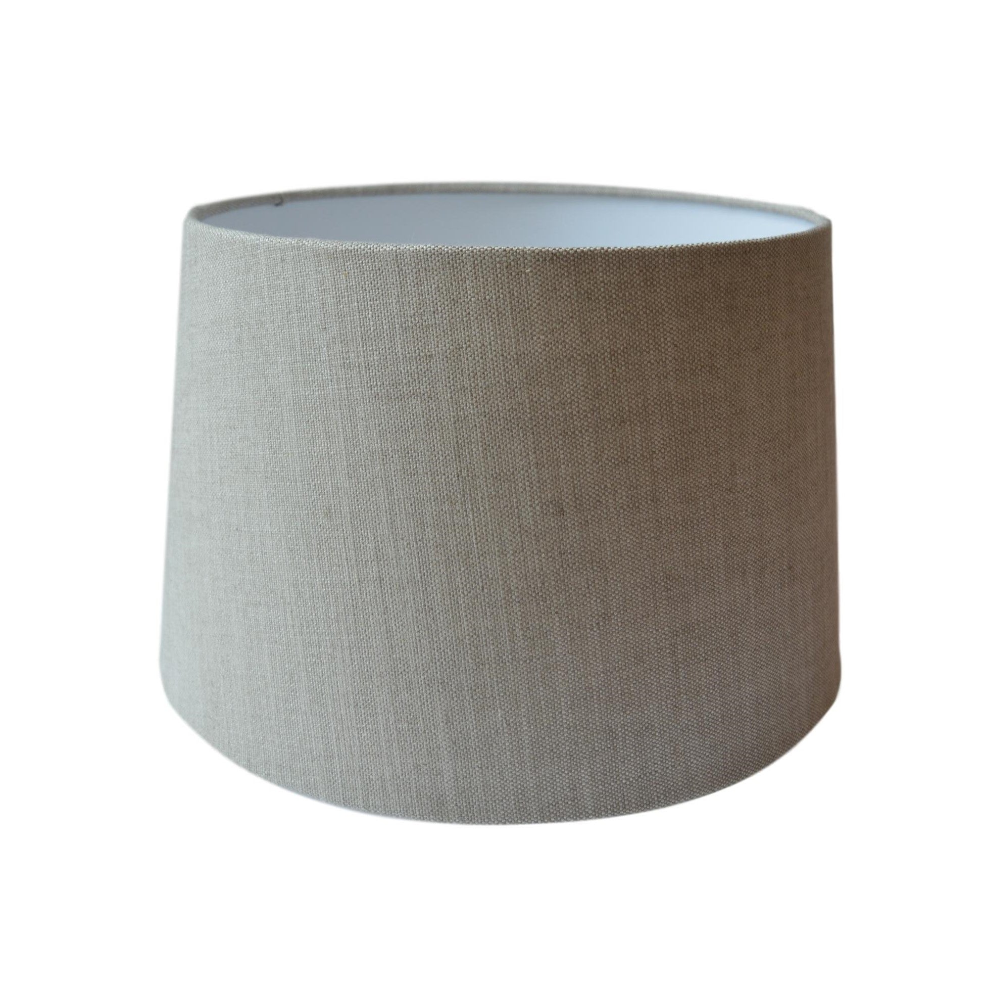 Munro and Kerr customers own material grey linen tapered drum lampshade