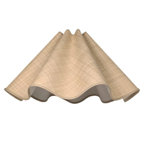 Munro and Kerr collaboration with a Considered Space woven paper rafia wavy scallop lampshade with stone trim