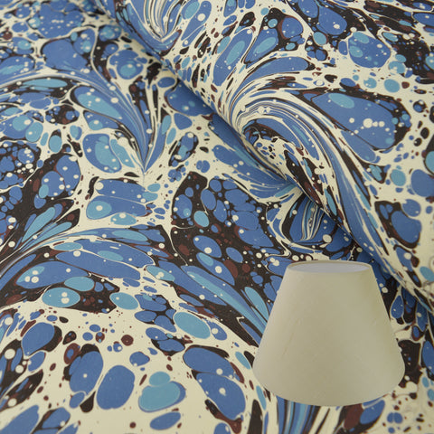 Munro and Kerr blue swirl marbled paper for tapered empire lampshades