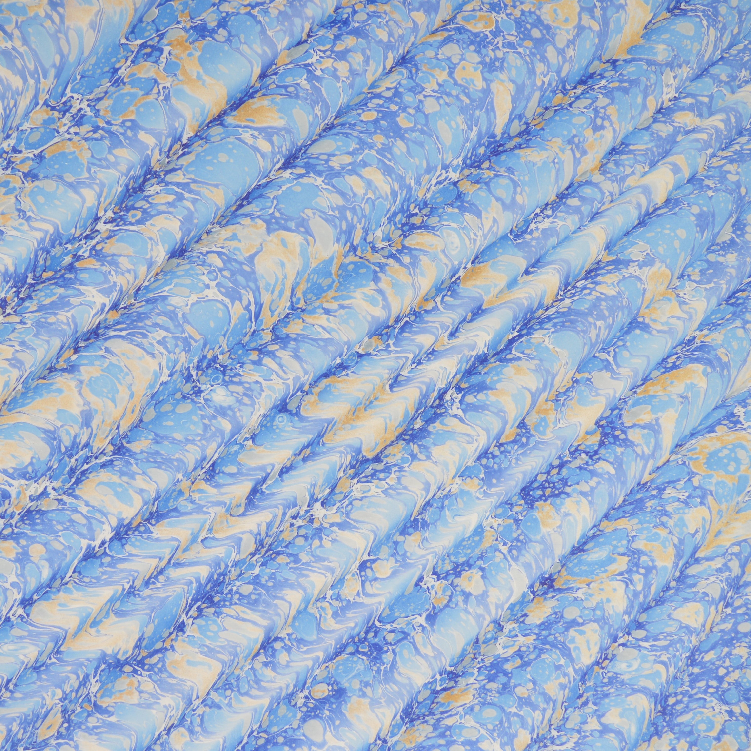 Munro and Kerr blue gold ripple marbled paper empire lampshade