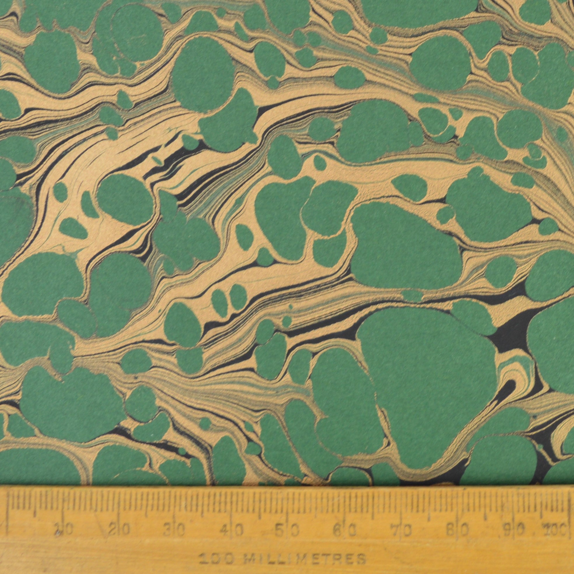 Munro and Kerr green and gold marbled paper lampshade