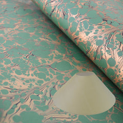 Munro and Kerr green and gold marbled paper coolie lampshade