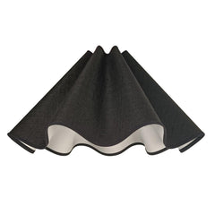 Munro and Kerr collaboration with a Considered Space black silk wavy scallop lampshade with black trim