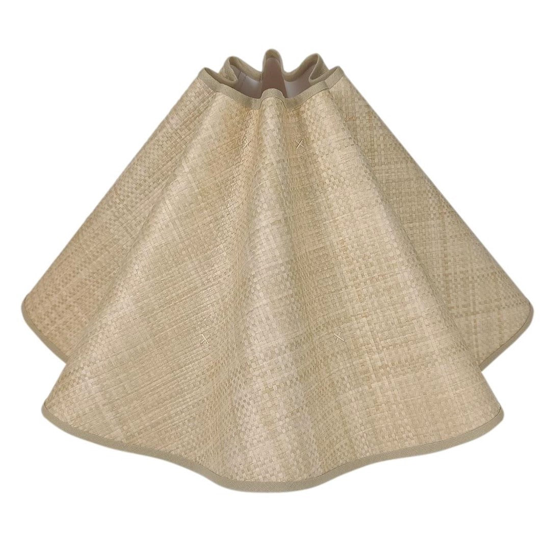 Munro and Kerr collaboration with a Considered Space woven paper rafia wavy scallop lampshade with stone trim
