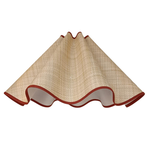 Munro and Kerr collaboration with a Considered Space woven paper rafia wavey scallop lampshade with terracotta trim