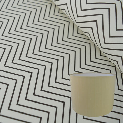 Munro and Kerr zig zag black and white monochrome paper for a drum lampshade