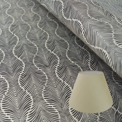 Munro and Kerr black and white monochrome hand printed paper for a lampshade