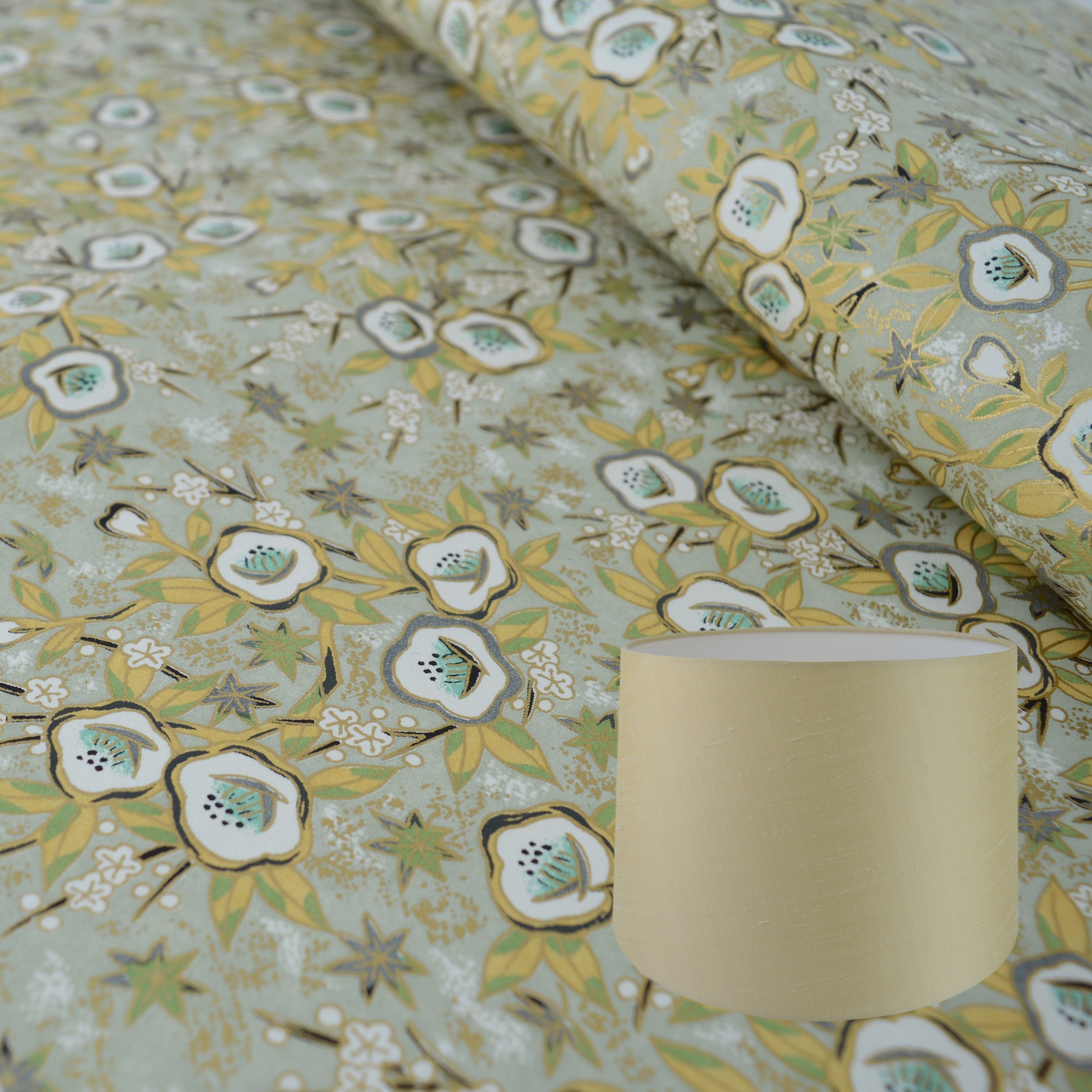 Munro and Kerr gold floral chiyogami paper for making into lampshades
