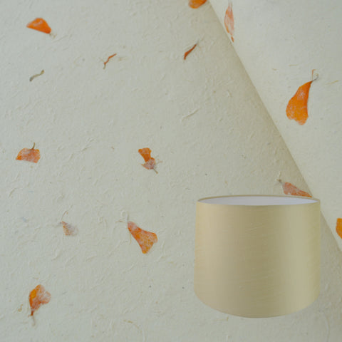 Munro and Kerr real marigold petal paper for a handmade tapered drum lampshade