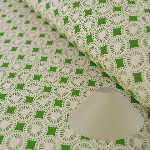 Munro and Kerr green hand printed dandelion paper for a coolie lampshade
