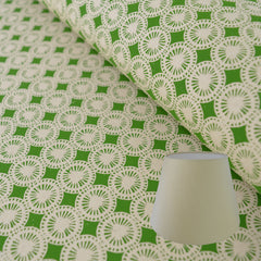 Munro and Kerr green hand printed dandelion paper for an empire lampshade