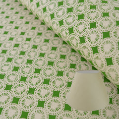 Munro and Kerr green hand printed dandelion paper for a tapered empire lampshade